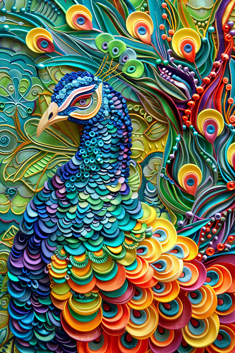 浮雕孔雀纹理高清素材