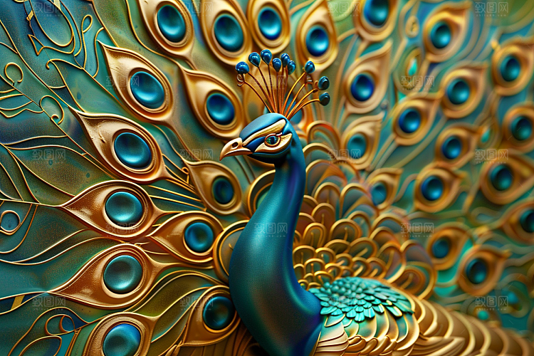 浮雕孔雀高清绚丽素材
