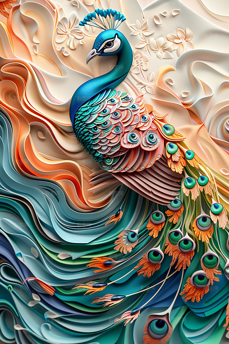 浮雕孔雀立体雕刻素材