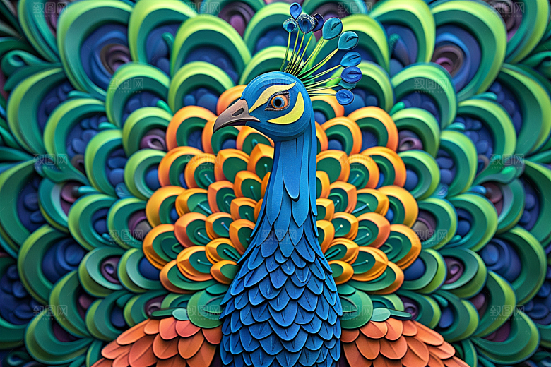 浮雕孔雀油画雕刻素材
