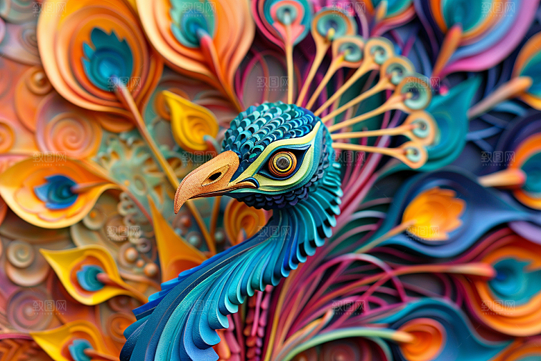 浮雕孔雀雕刻精致素材