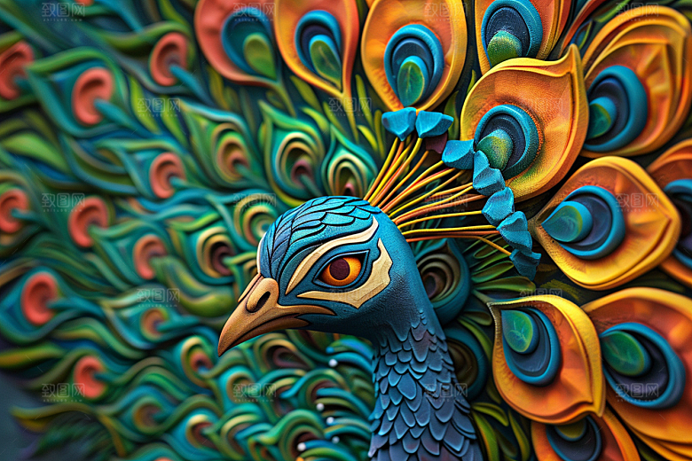 浮雕孔雀凹凸高清素材