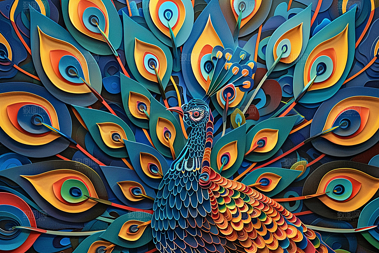 浮雕孔雀雕刻质感素材