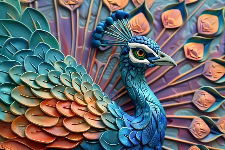 浮雕孔雀3D雕刻素材