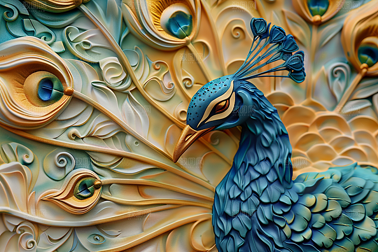 浮雕孔雀质感凹凸素材