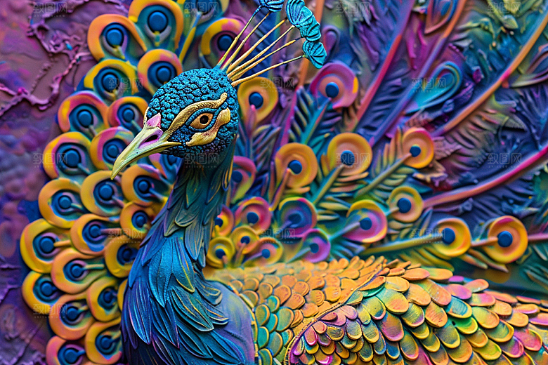 浮雕孔雀肌理凹凸素材