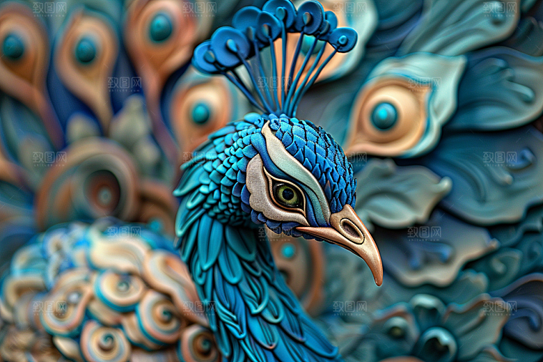 浮雕孔雀精致肌理素材