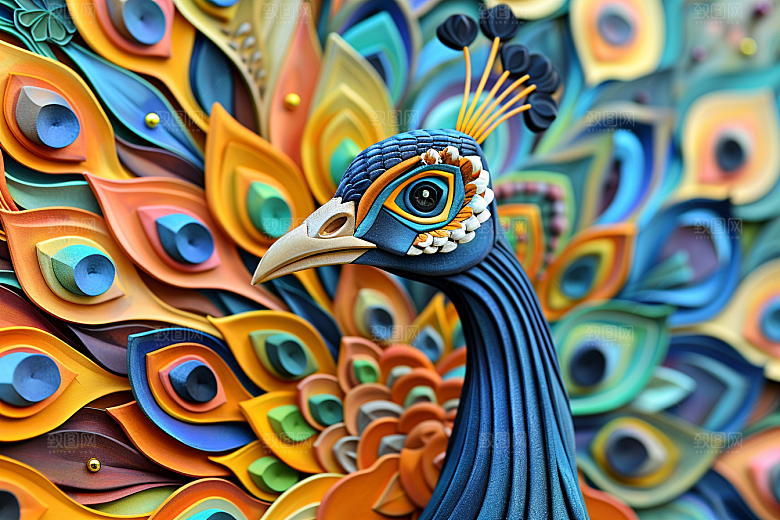 浮雕孔雀绚丽雕刻素材