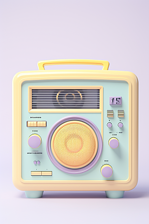 复古收音机彩色高清模型