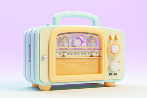 复古收音机高清卡通模型