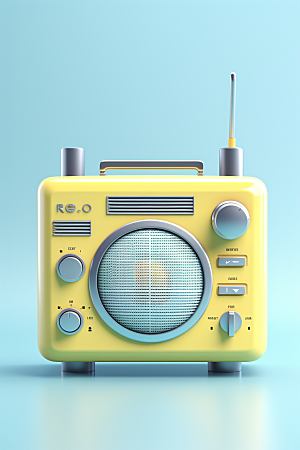 复古收音机C4D卡通模型
