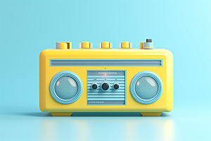复古收音机活力立体模型