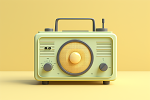 复古收音机设备卡通模型