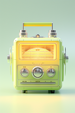 复古收音机彩色立体模型