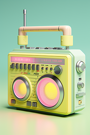 复古收音机电波音乐模型