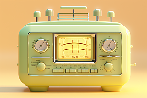 复古收音机彩色卡通模型