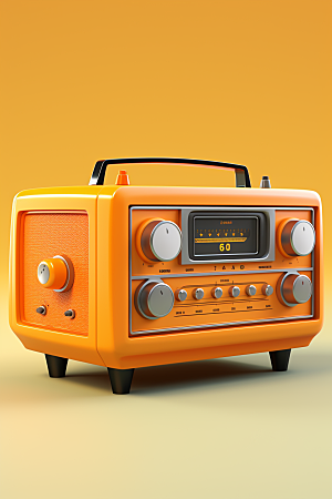 复古收音机彩色音乐模型