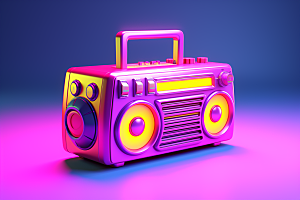 复古收音机设备彩色模型