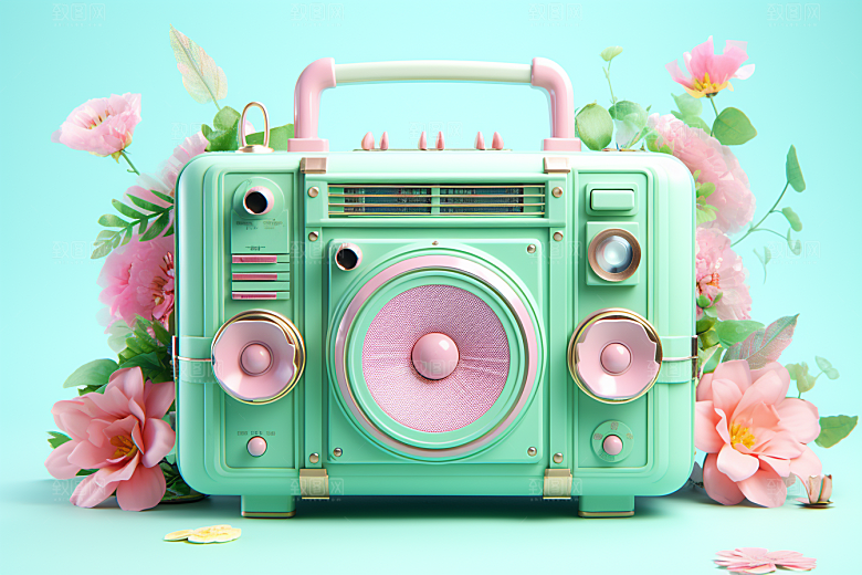 复古收音机彩色3D模型