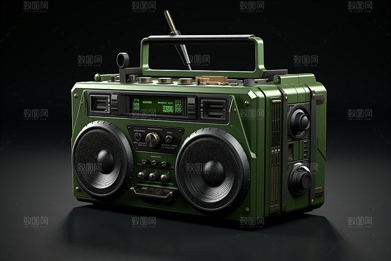 复古收音机卡通彩色模型