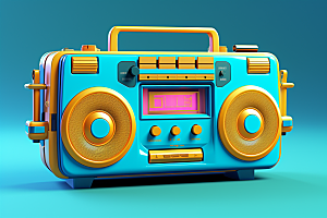 复古收音机炫酷彩色模型