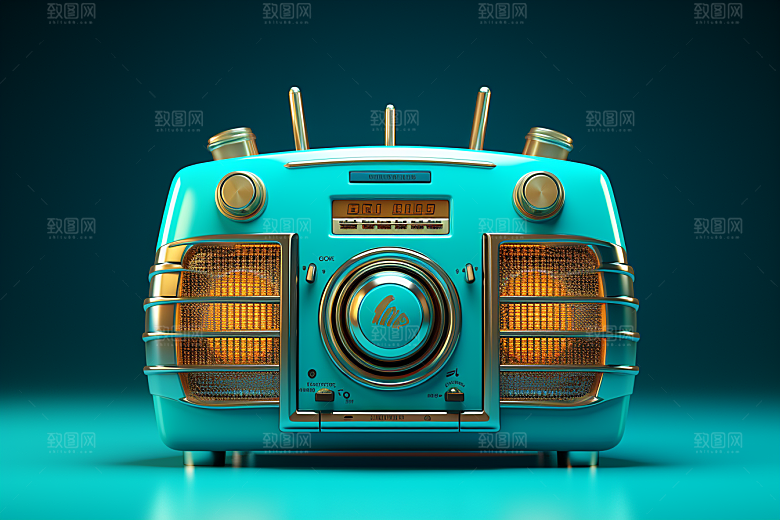 复古收音机卡通炫酷模型