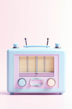 复古收音机3D彩色模型