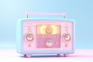 复古收音机彩色音乐模型