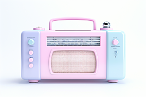 复古收音机3D彩色模型