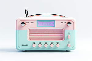 复古收音机设备C4D模型