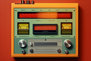 复古收音机广播设备模型