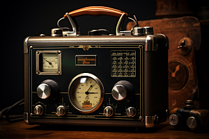 复古收音机设备立体模型