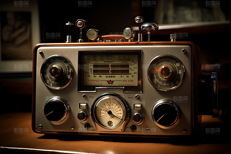 复古收音机播音机音乐模型