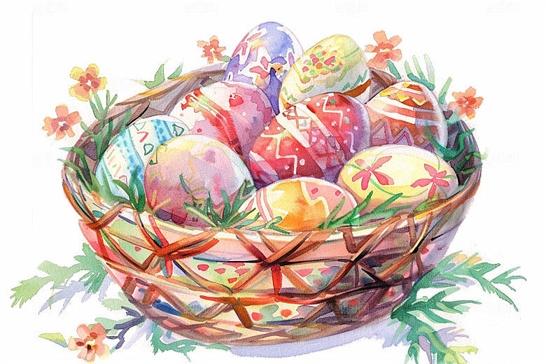 复活节彩蛋新生命手绘插画