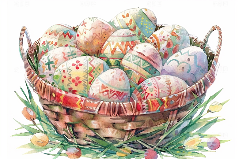 复活节彩蛋西方节日手绘插画