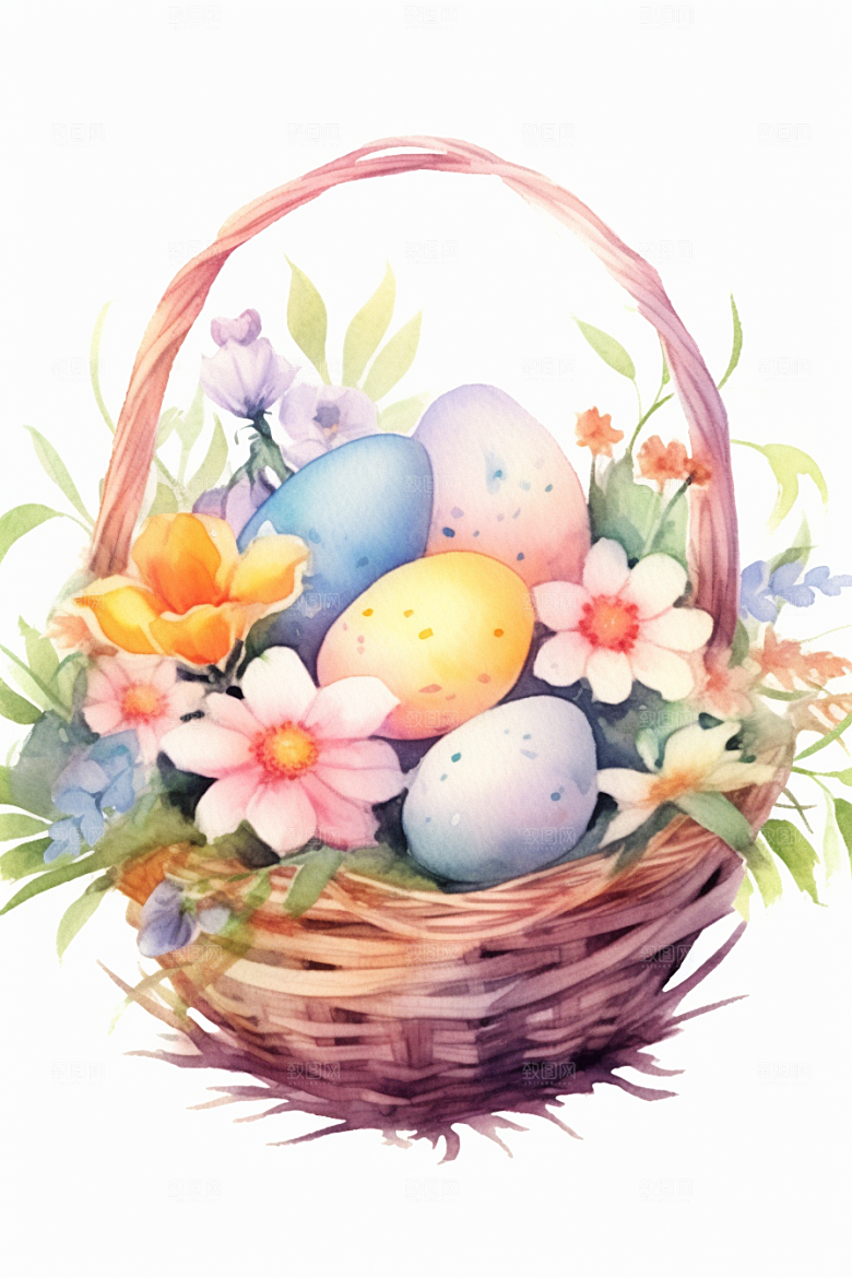 复活节彩蛋彩绘手绘插画