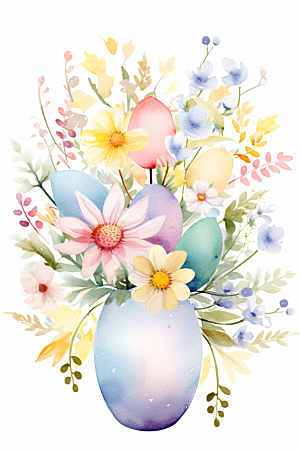复活节彩蛋彩绘鸡蛋插画
