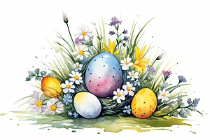 复活节彩蛋鸡蛋传统文化插画