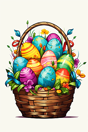 复活节彩蛋鸡蛋手绘插画