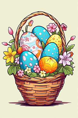 复活节彩蛋象征手绘插画