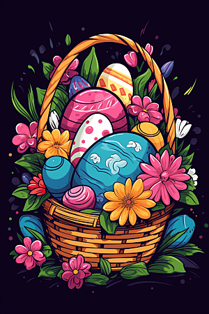 复活节彩蛋彩绘西方节日插画