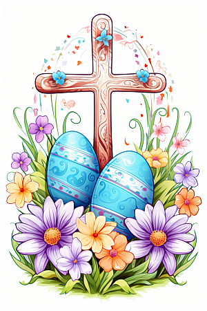 复活节彩蛋西方节日鸡蛋插画