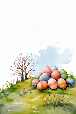 复活节彩蛋鸡蛋传统文化插画