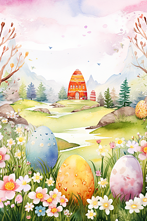 复活节彩蛋象征鸡蛋插画