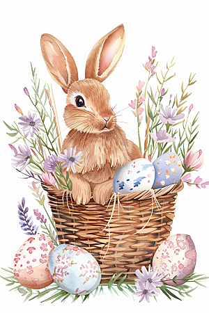 复活节兔子可爱彩蛋素材