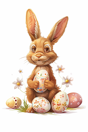 复活节兔子可爱彩蛋素材