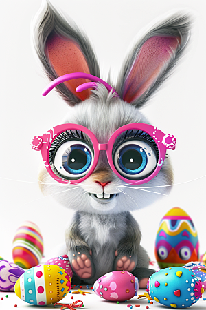复活节兔子彩蛋可爱素材