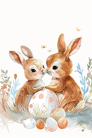 复活节兔子可爱小动物素材