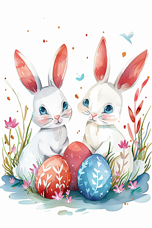 复活节兔子小动物彩蛋素材