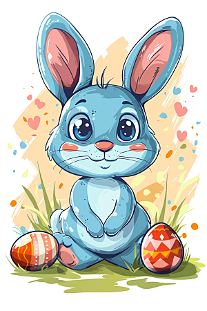 复活节兔子彩蛋可爱素材